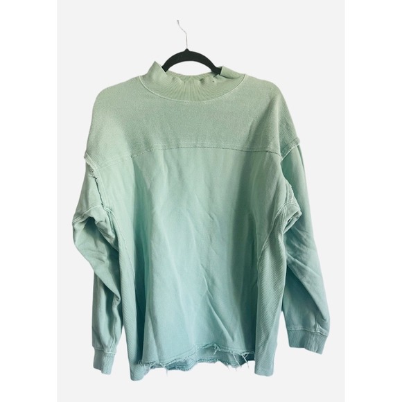 BKE Buckle Pieced French Terry Pullover Sweatshirt Mint Green Size Small - Picture 2 of 7